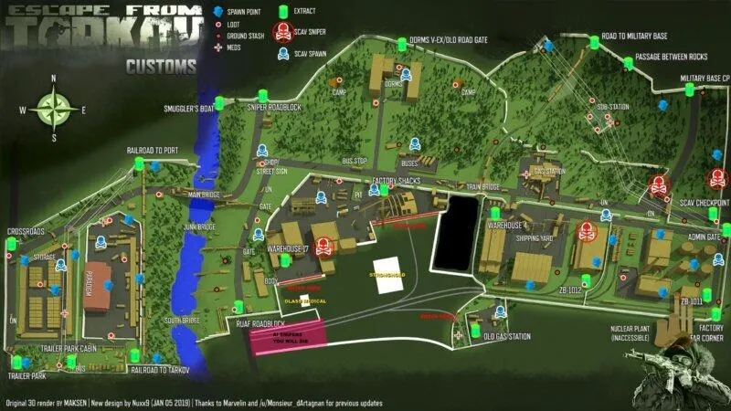 Customs Map Guide
