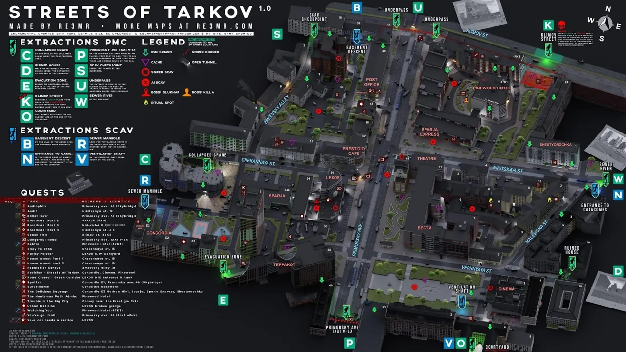 Streets of Tarkov Map Guide