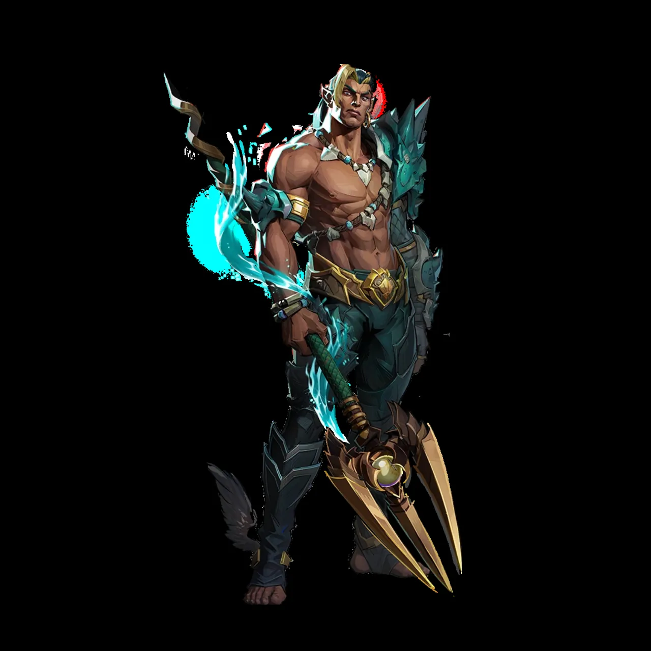 Namor holding a trident weapon