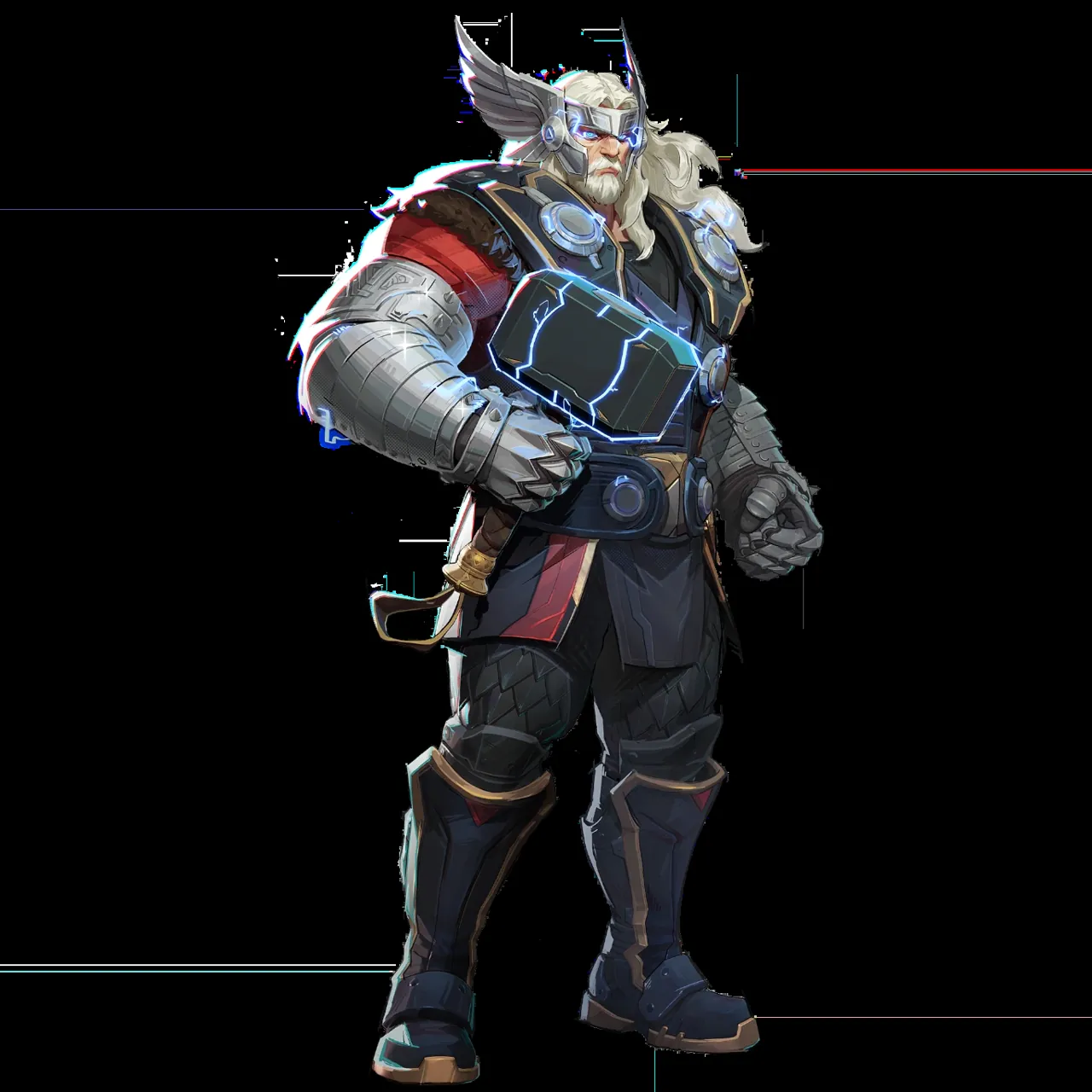 Thor in armor with wings and a shield