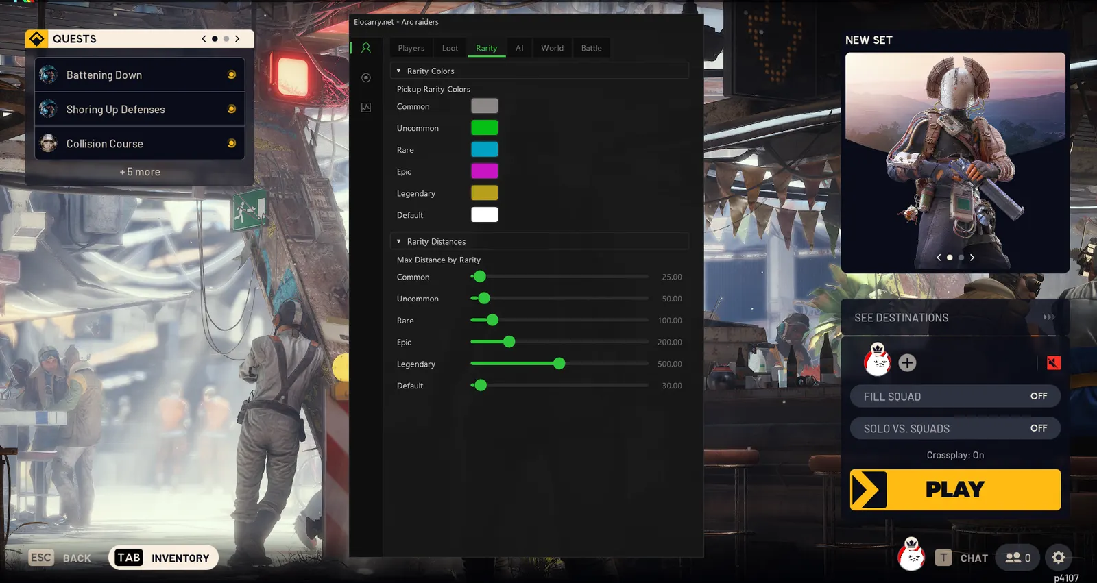 ARC Raiders Wallhack — Rarity filter