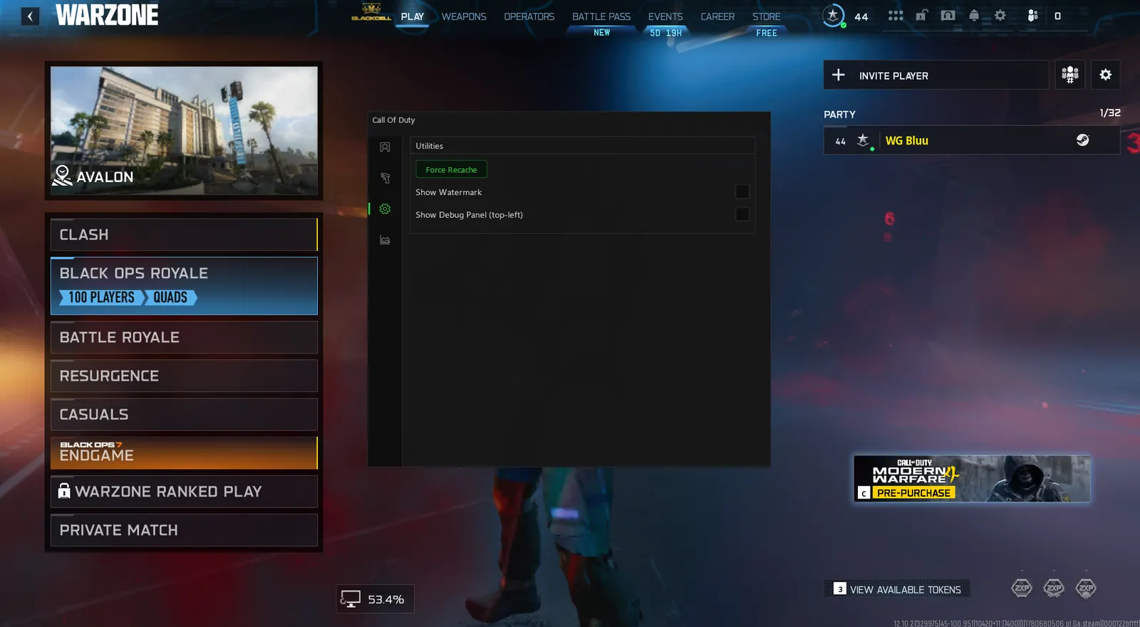 Warzone cheat — Settings