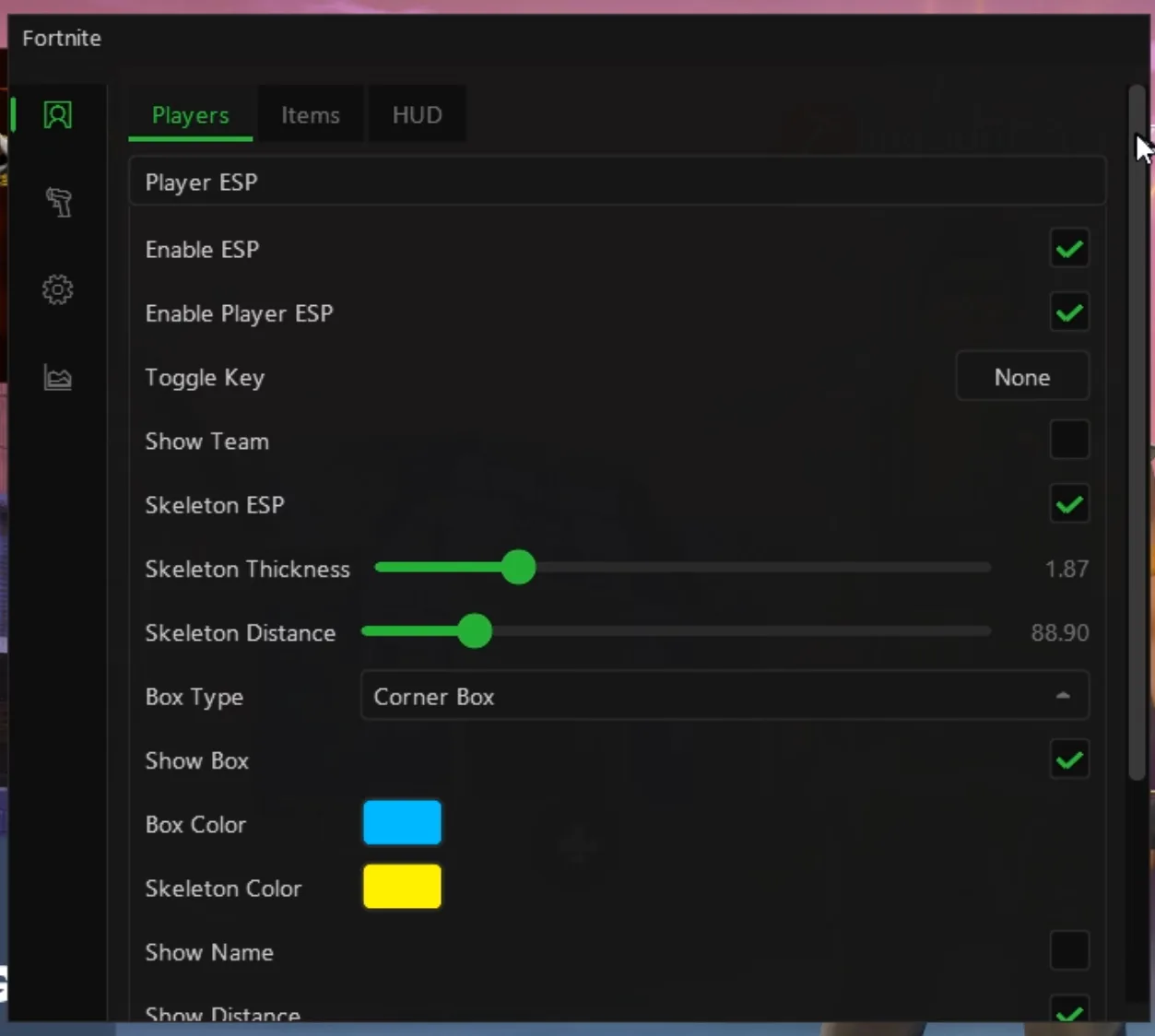 Fortnite cheat — Player ESP