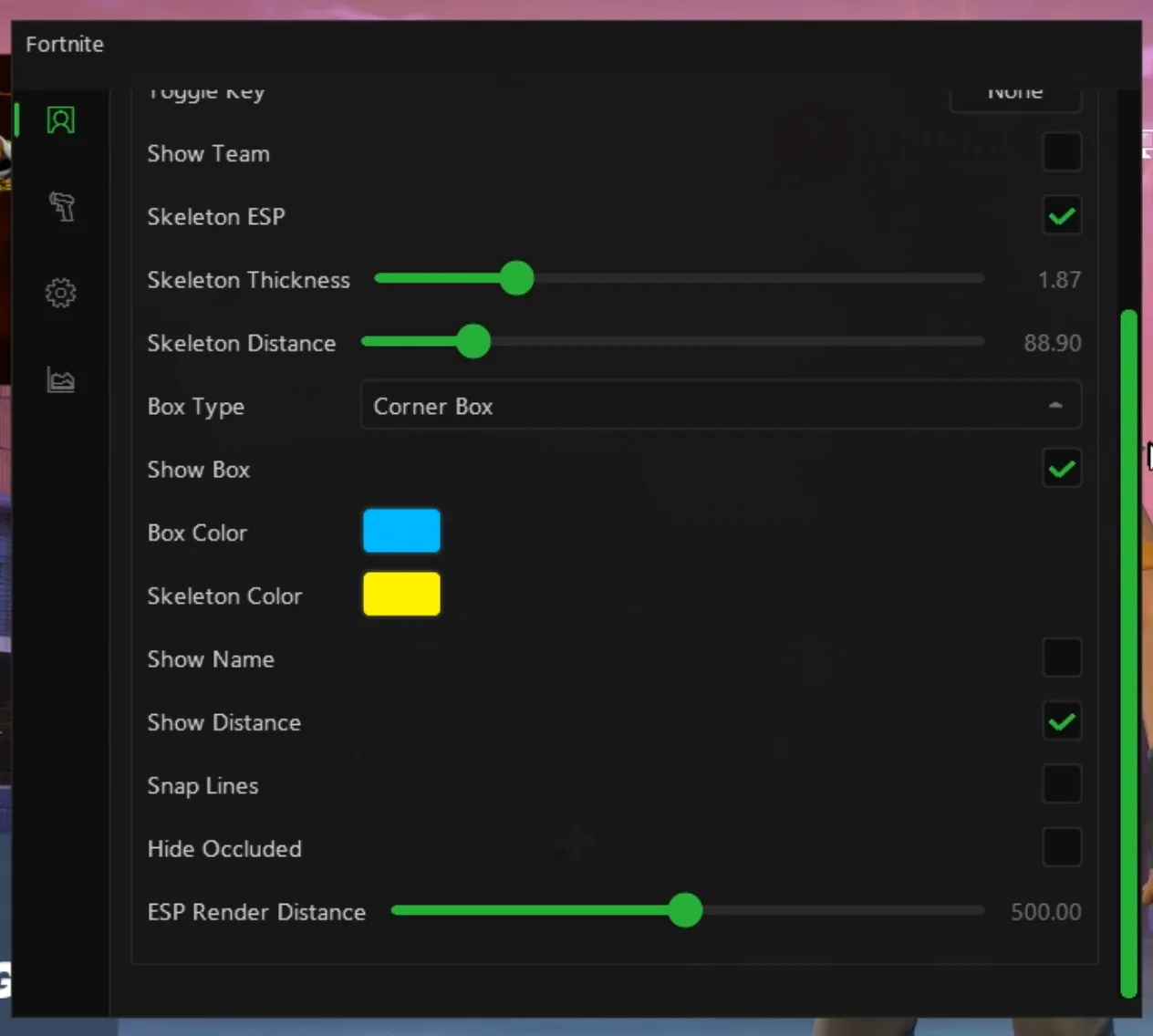 Fortnite cheat — Player info