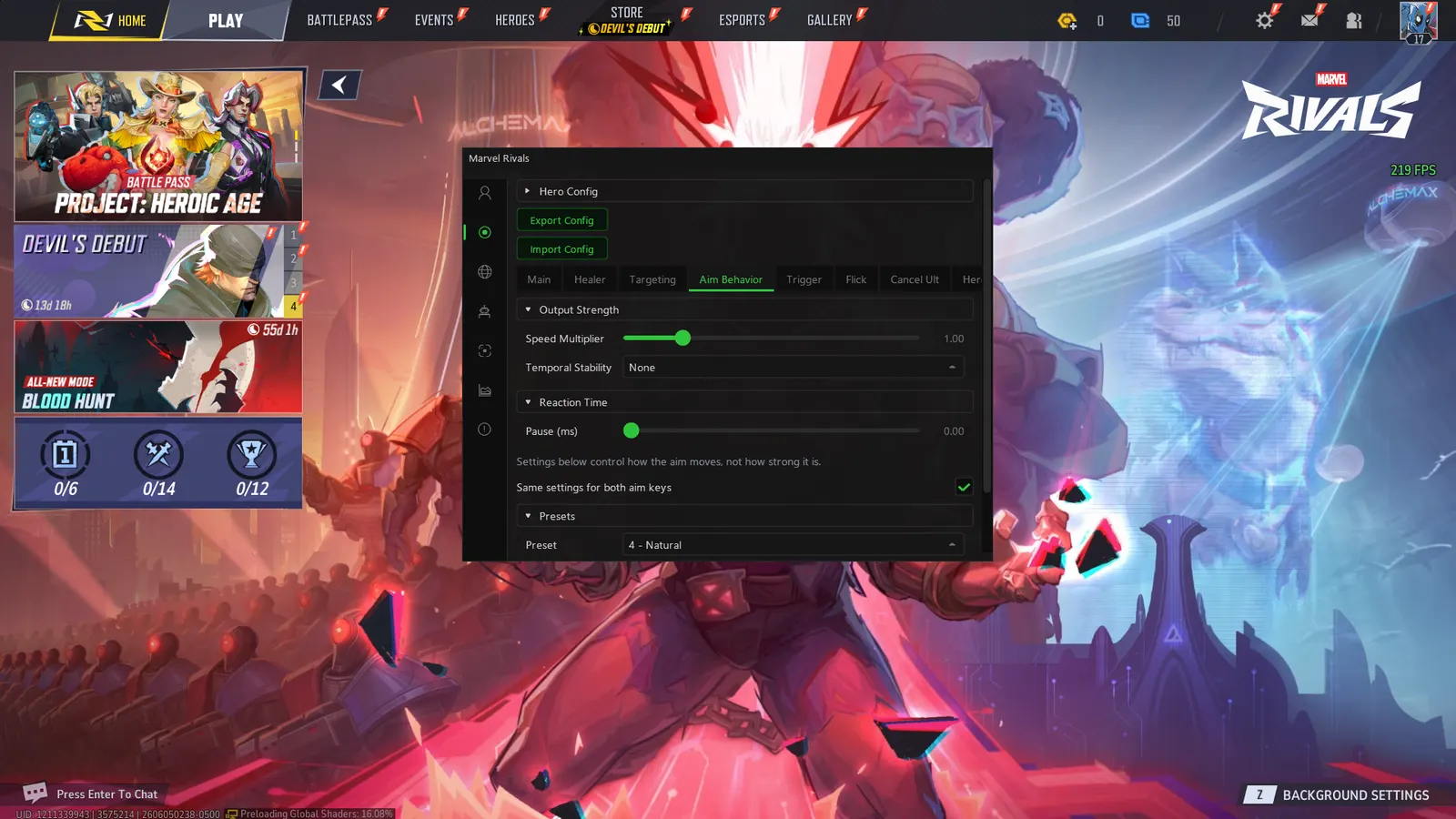 Marvel Rivals cheat — Aim behaviour