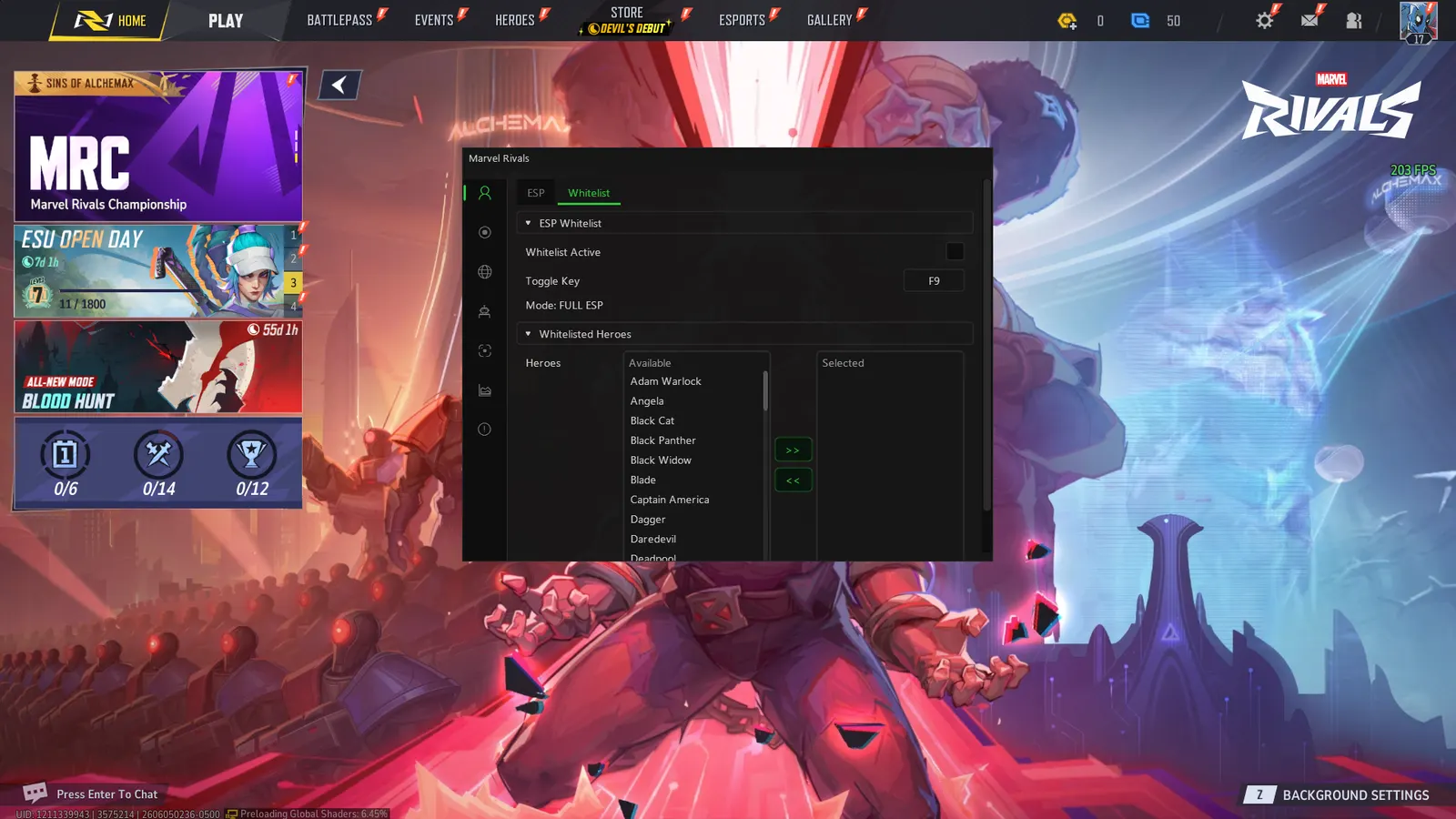 Marvel Rivals cheat — ESP whitelist