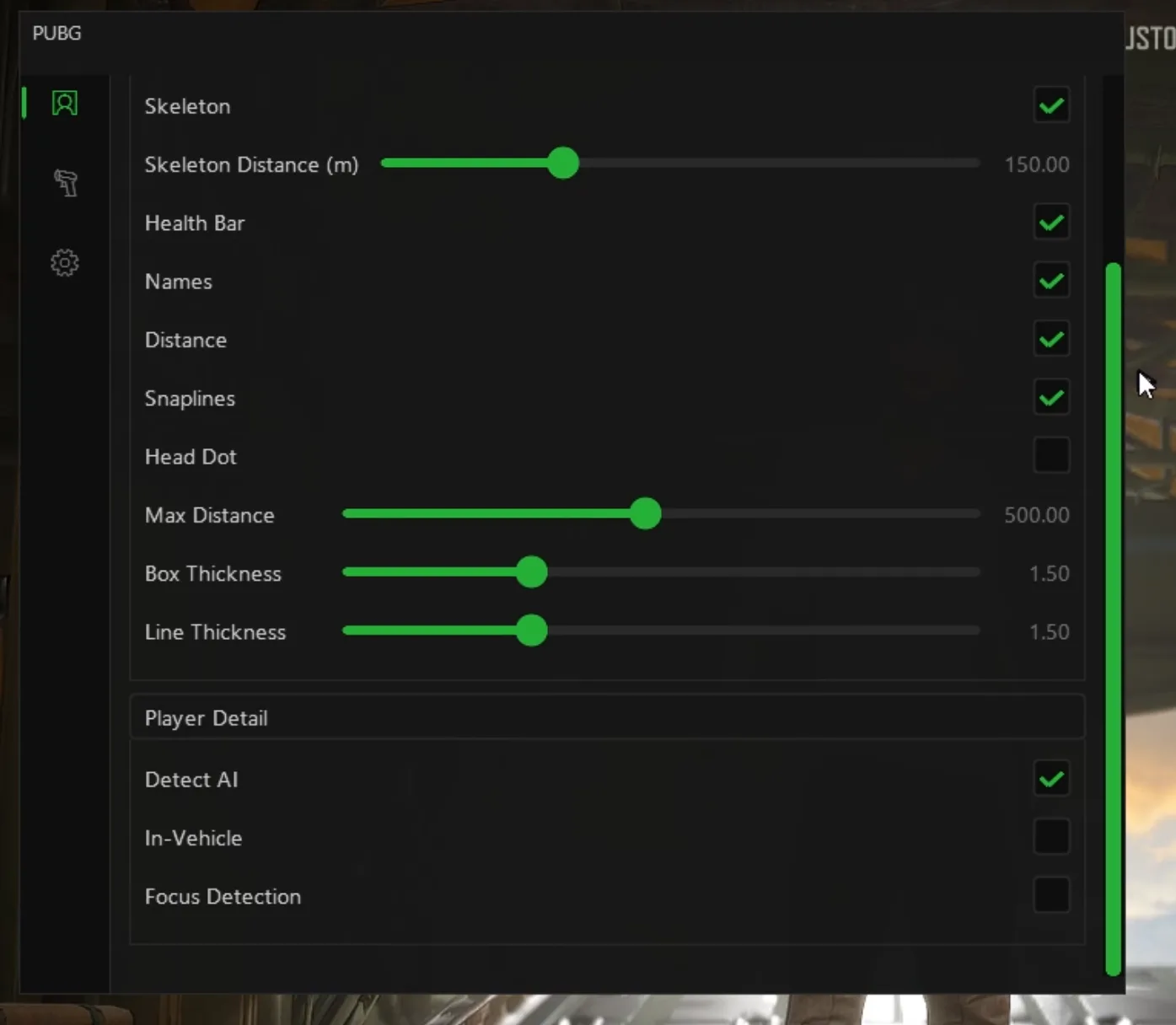 PUBG cheat — Player detail