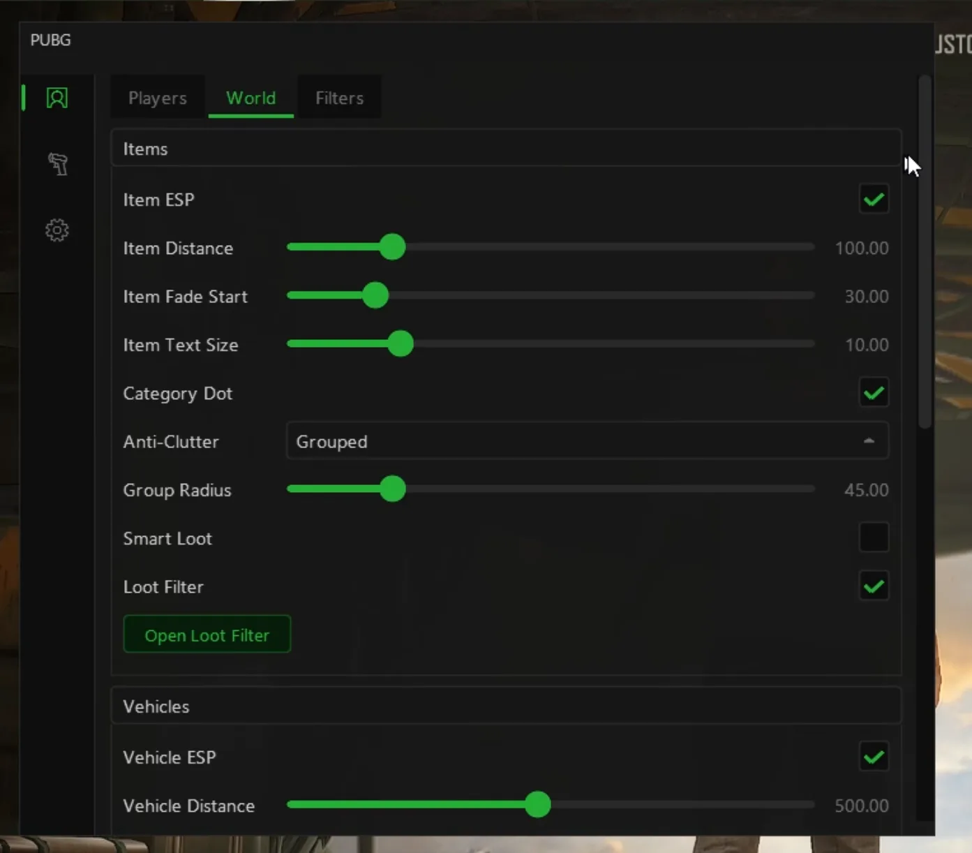 PUBG cheat — Loot ESP
