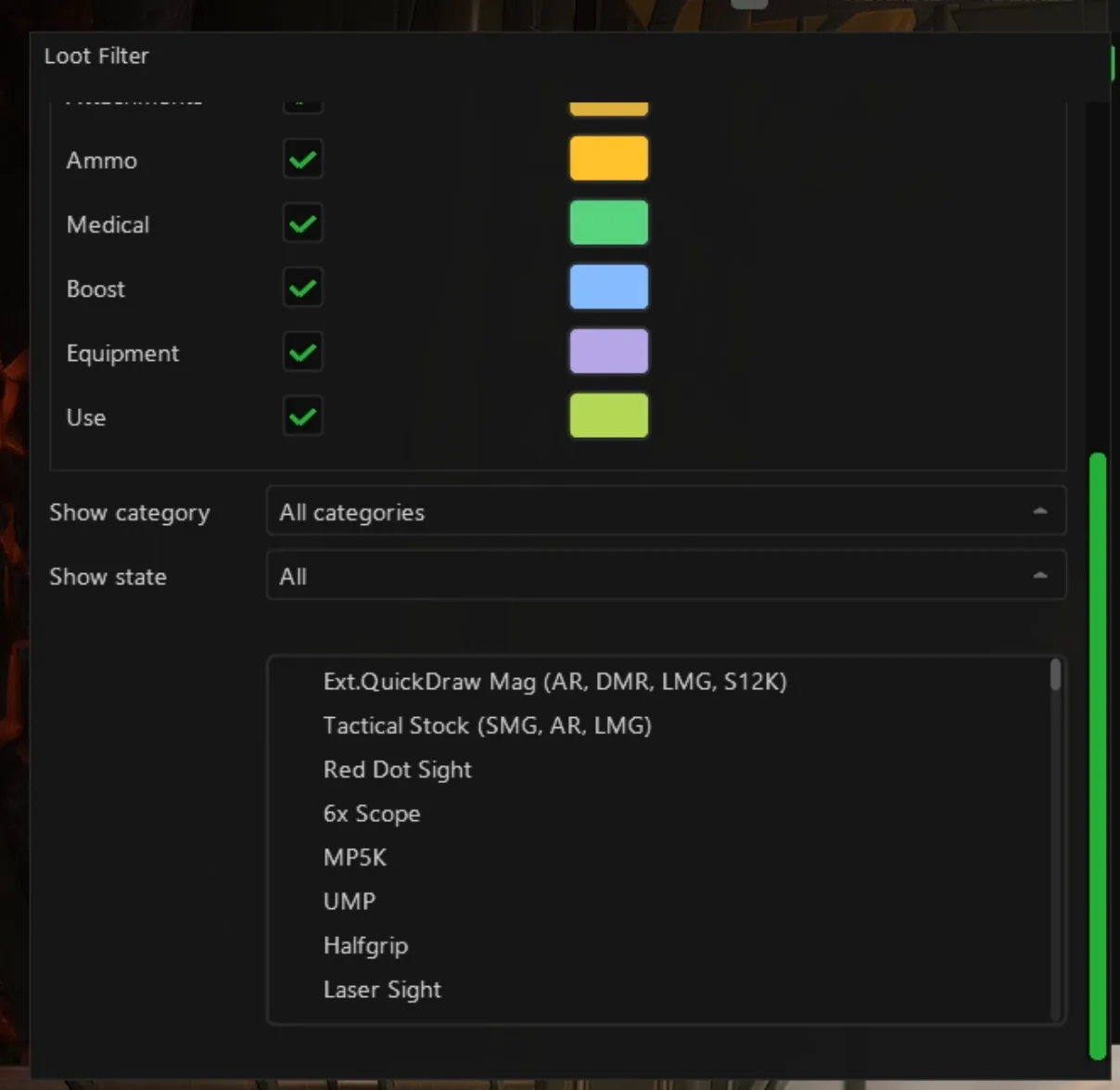PUBG cheat — Item picker