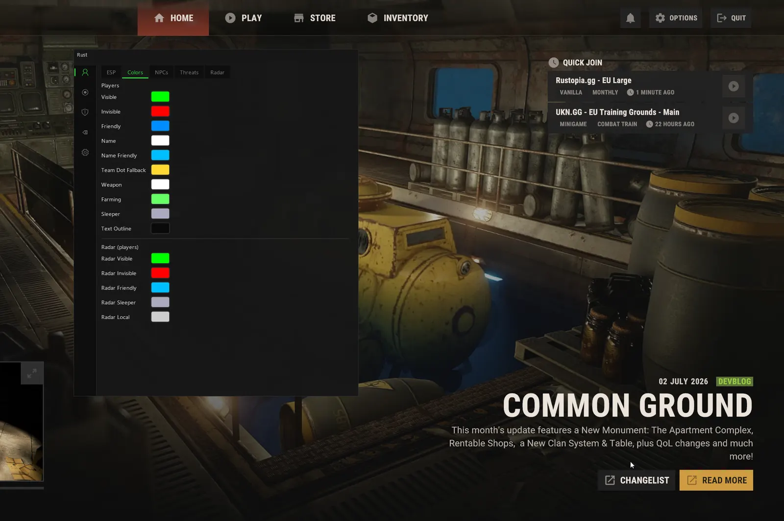 Rust cheat — Custom colours