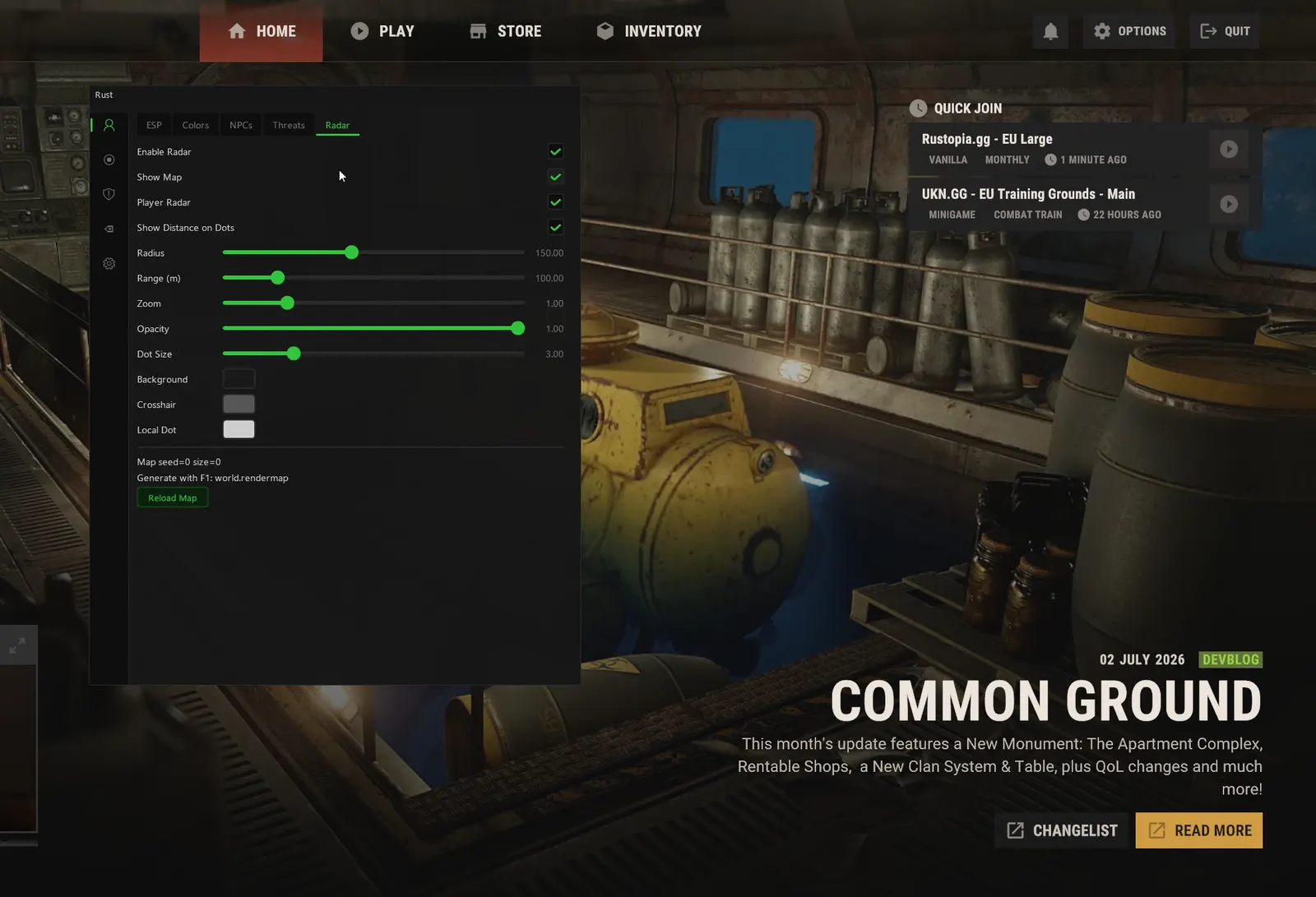 Rust cheat — Radar & map