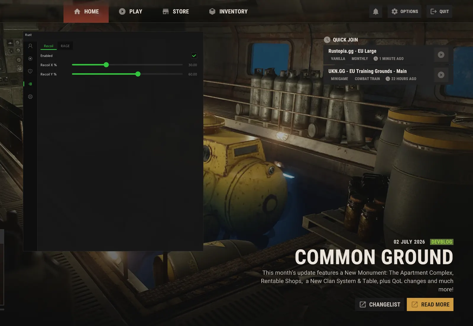 Rust cheat — Recoil control