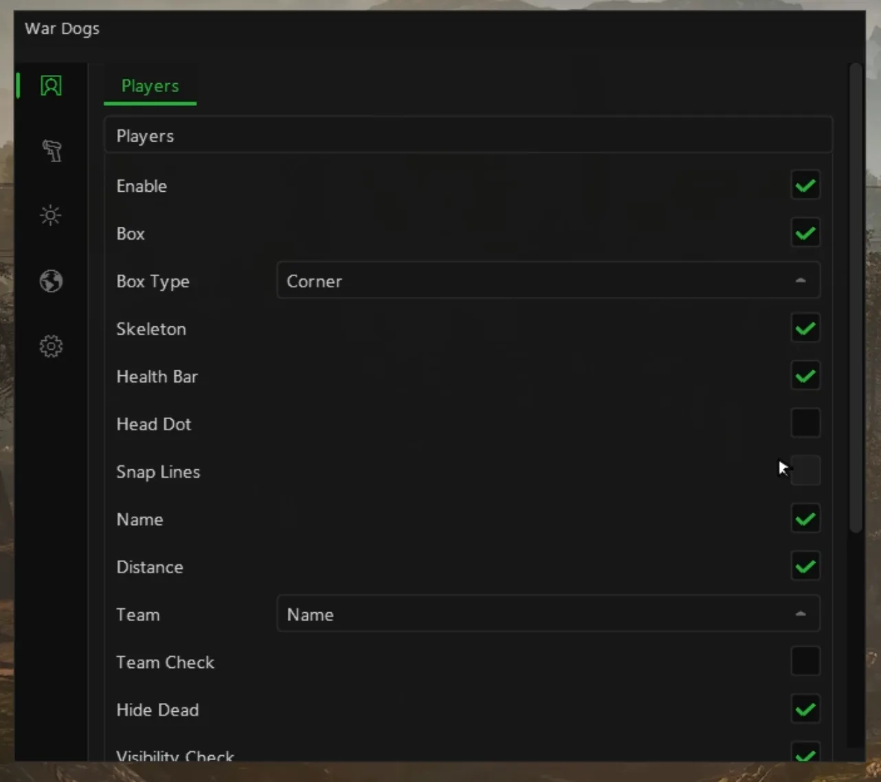 Wardogs cheat — Player ESP