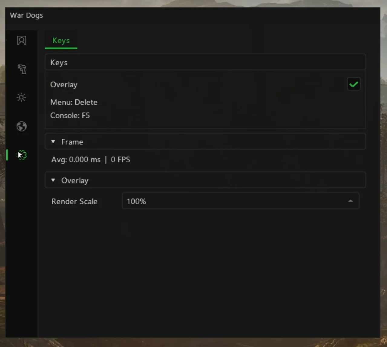 Wardogs cheat — Settings
